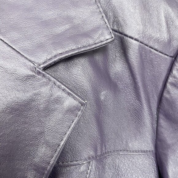 NWD Newport News Purple Leather Coat 2 Button Collar Lined Pockets Plus Size 16W - Picture 7 of 16